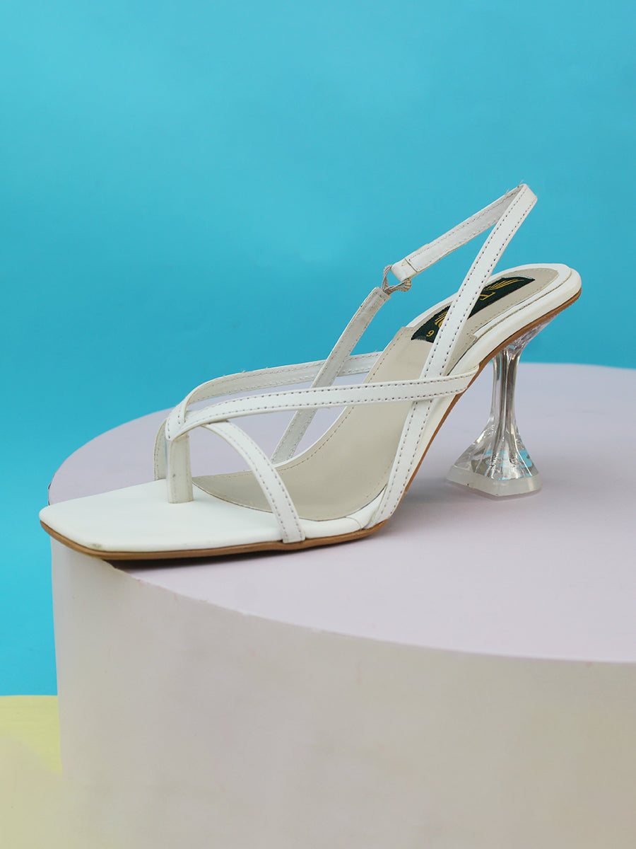 White Casual Strap heel Bella