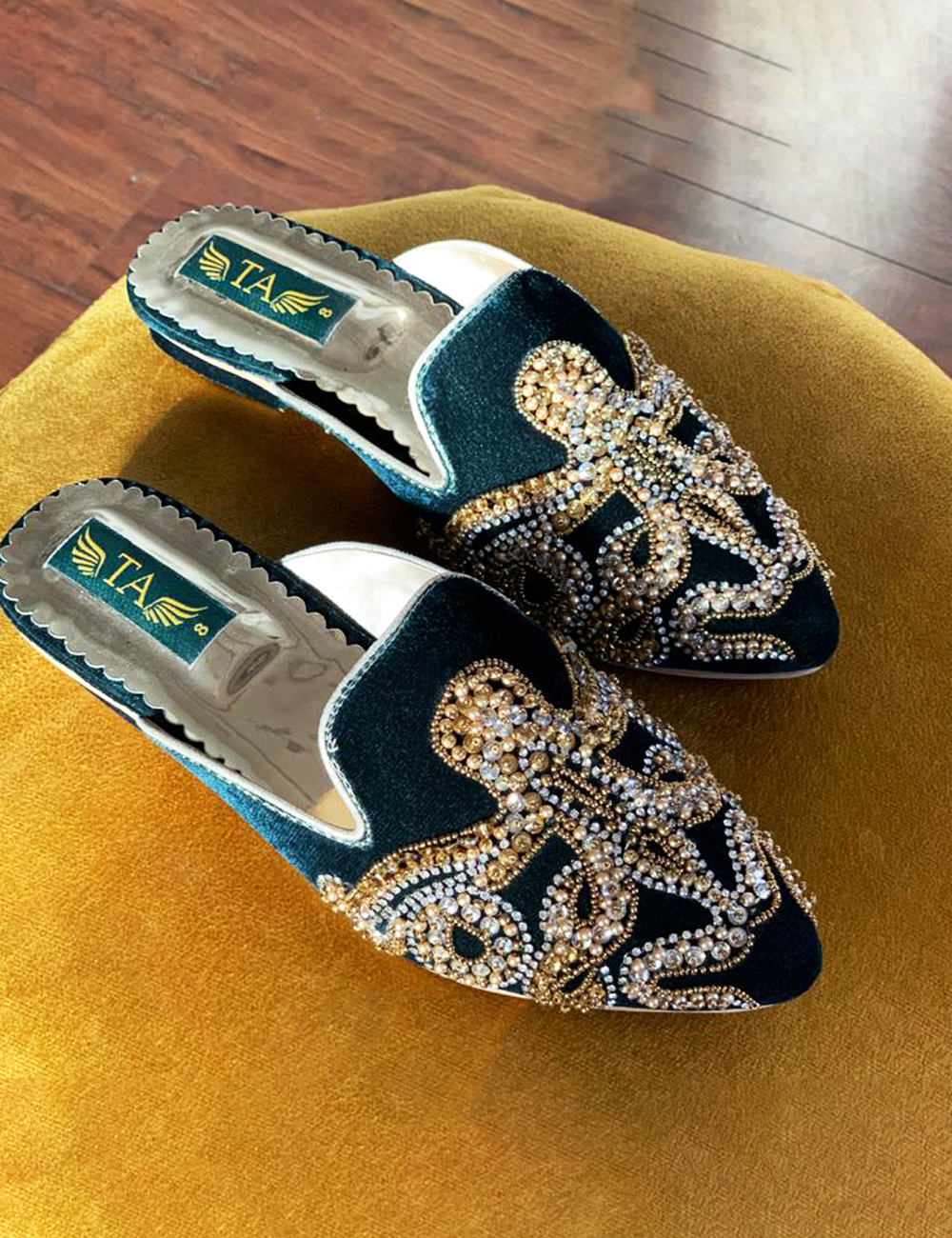 Green/Golden Jeweled Mules
