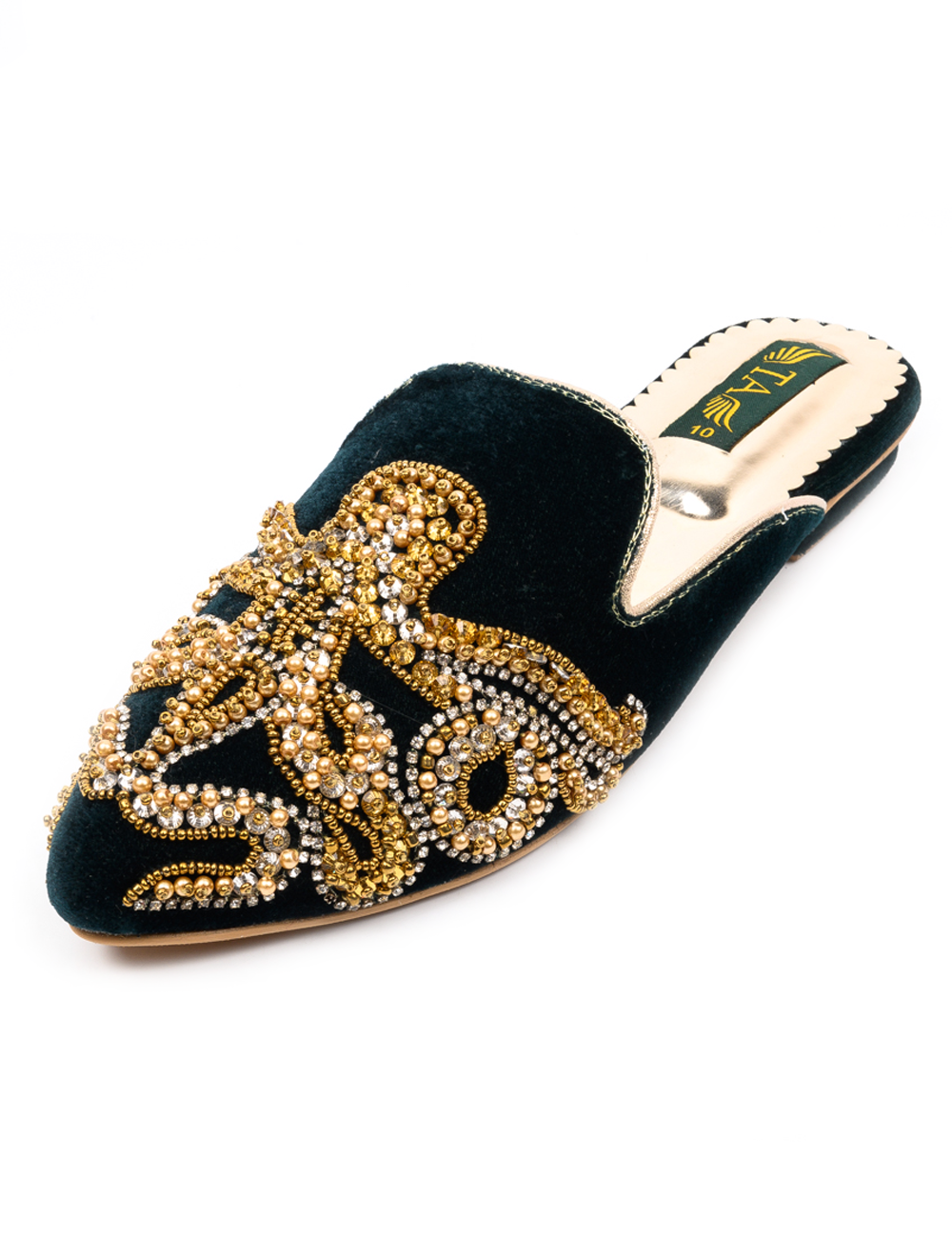 Green/Golden Jeweled Mules