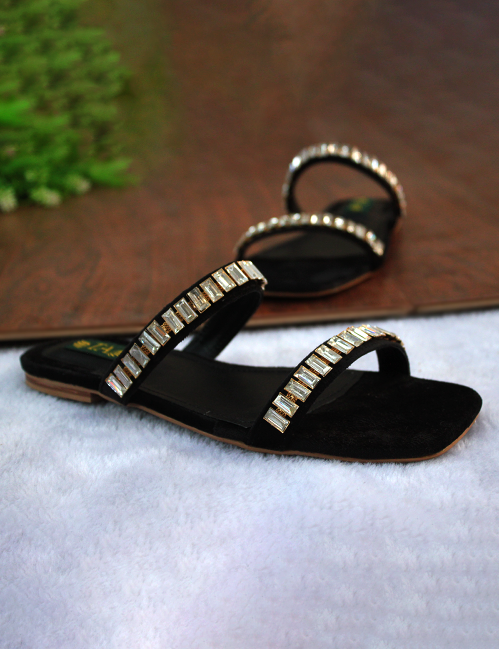 Black Fancy Slippers For Women