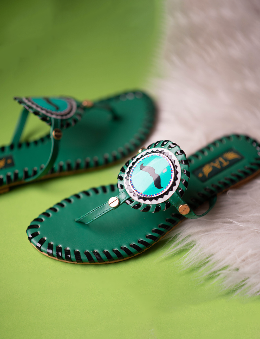 Casual Green Leather Chappal