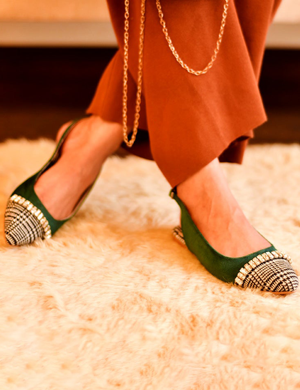 Green Bethki Velvet Sandals