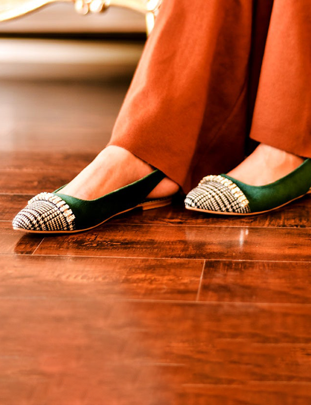 Green Bethki Velvet Sandals