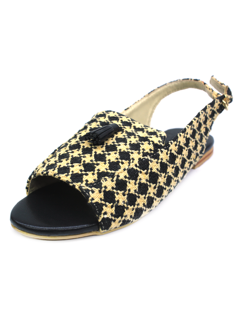 Black Yellow Fabric Sandal