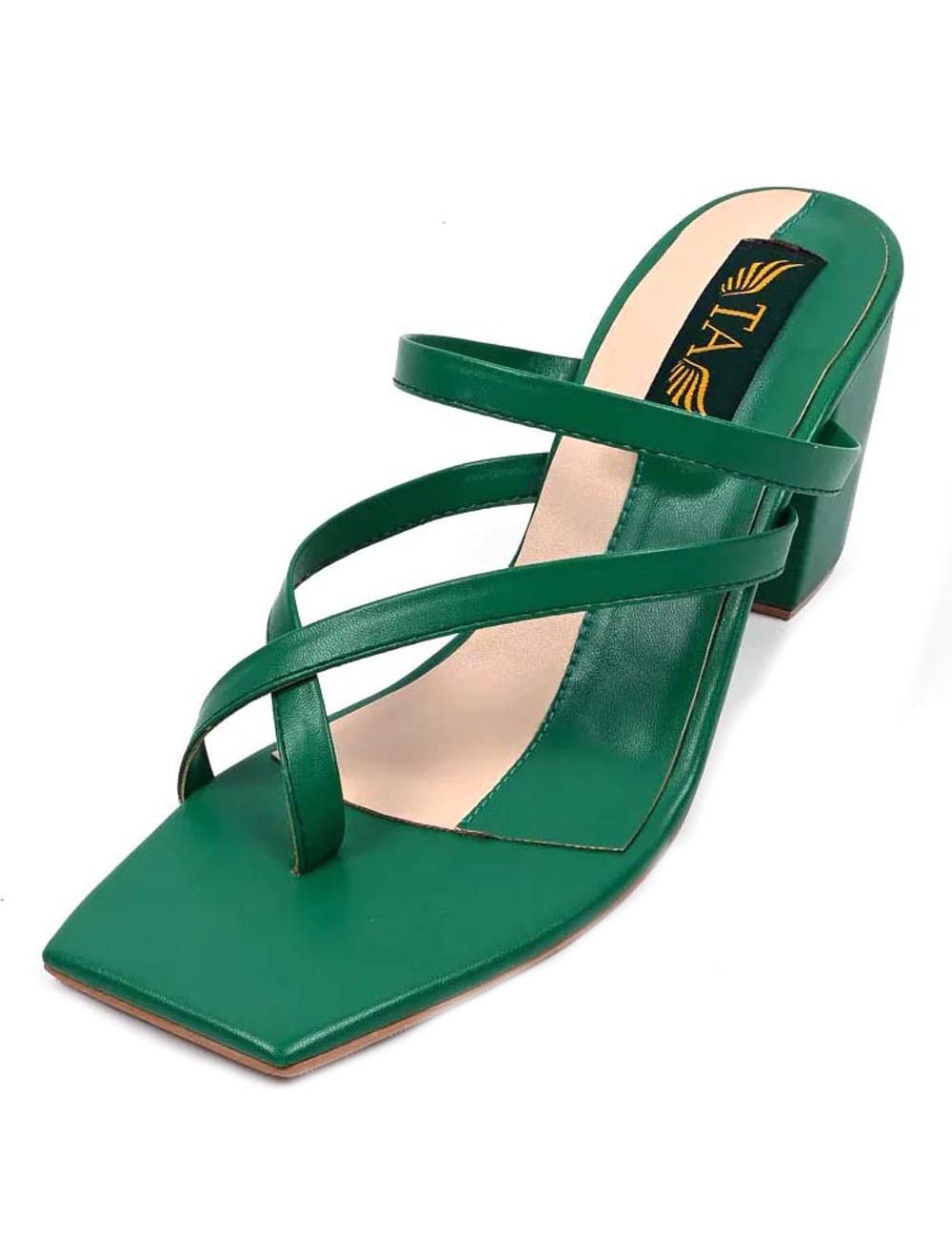 Green Casual Block Heel