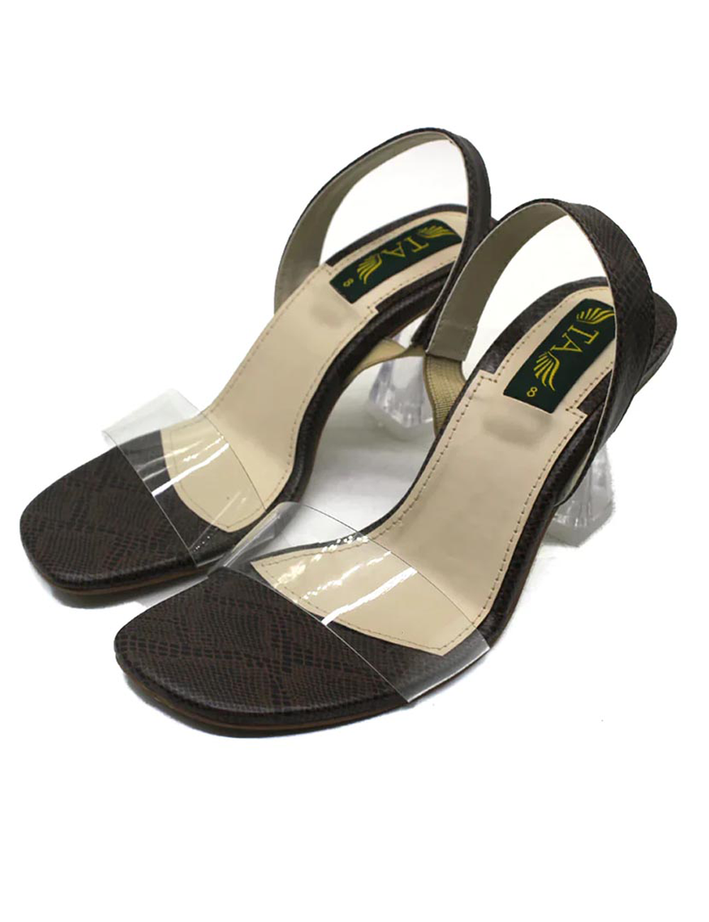 Brown Transparent High Heel Sandal