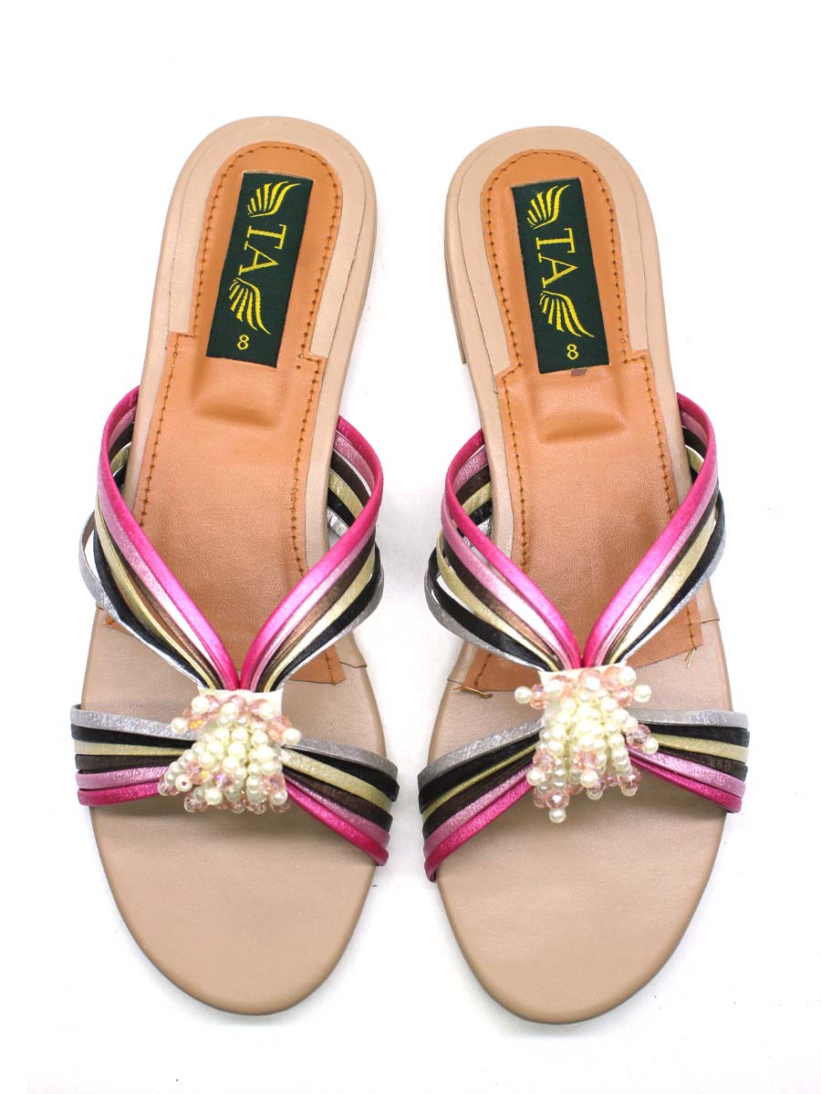 Multi Fancy Flat Slippers For Women's (6746398130316)