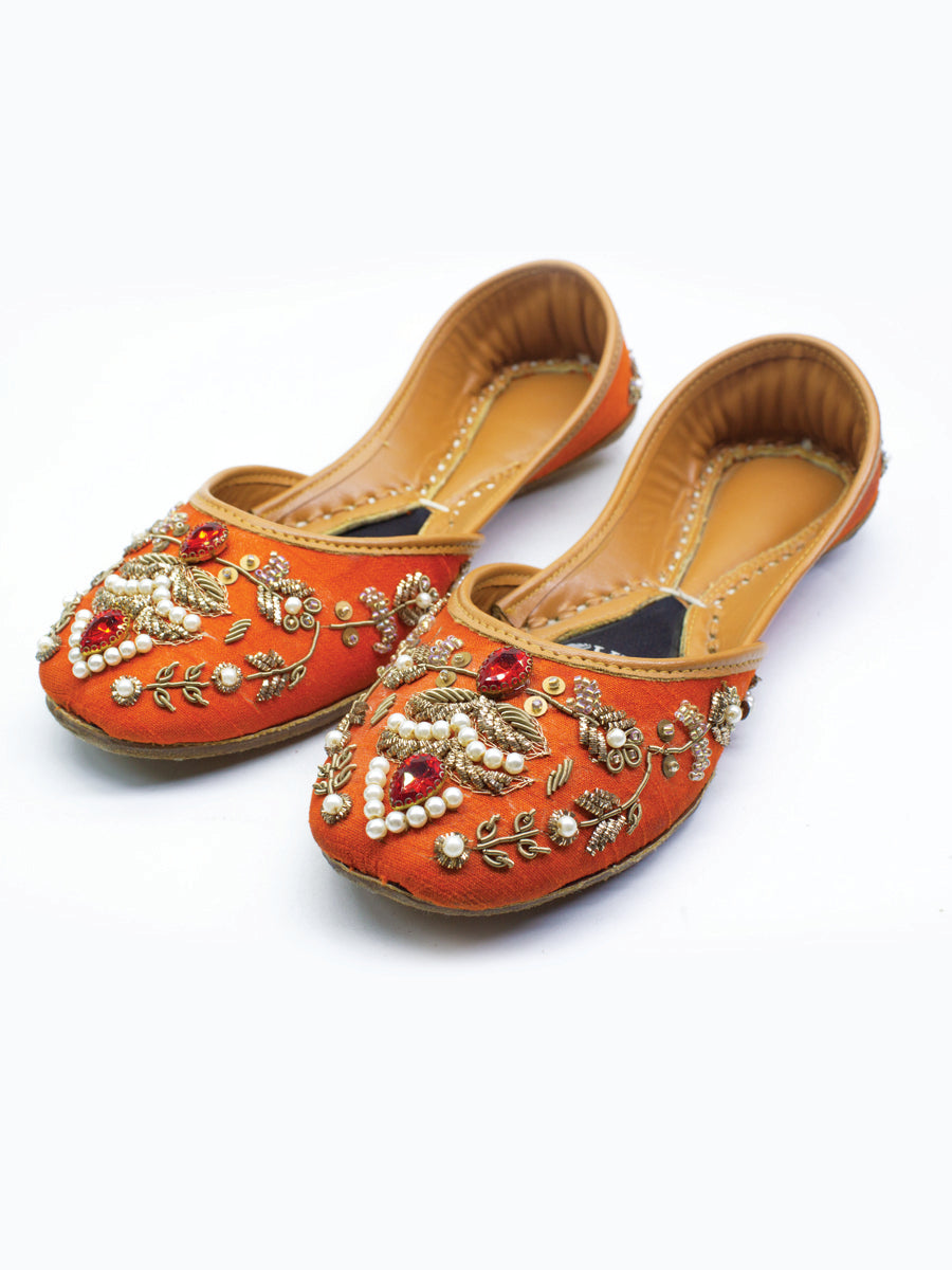 Orange Formal Embroidered Khussa For Women's (6812407103628)