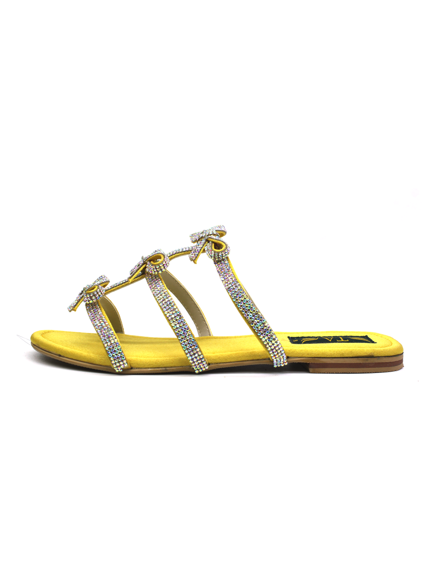 Yellow Fancy Mesh Slippers