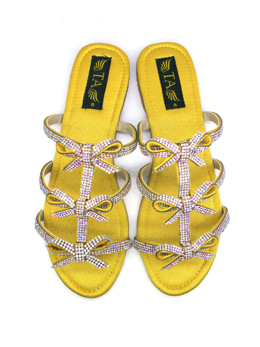 Yellow Fancy Mesh Slippers