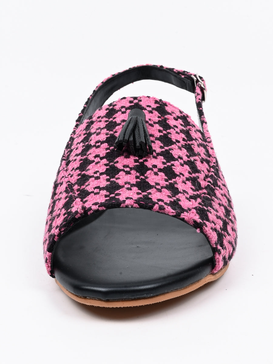BlackPink Check Casual Flat Sandal For Women's (6789381193868)