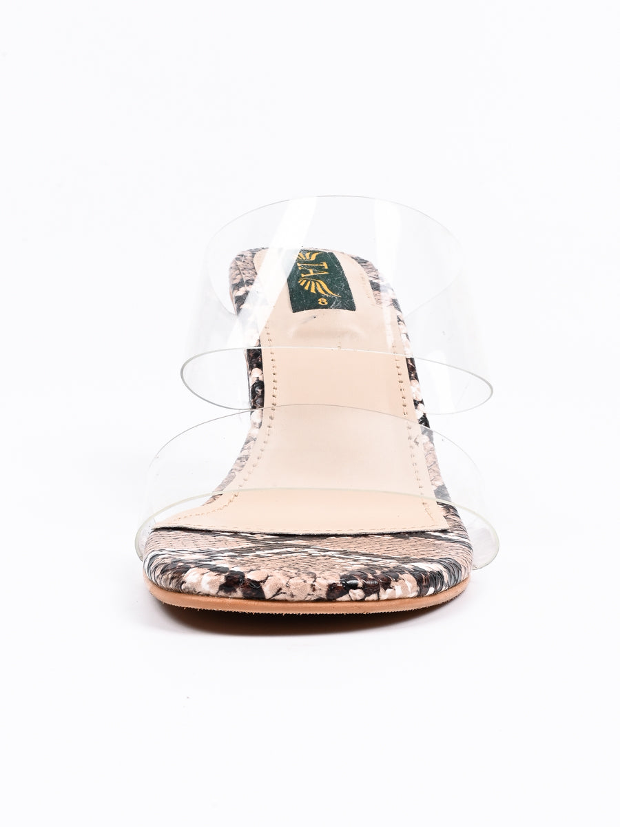 Fawn Brown Fancy Transparent Block Heels Sandals For Women's (6788989681804)