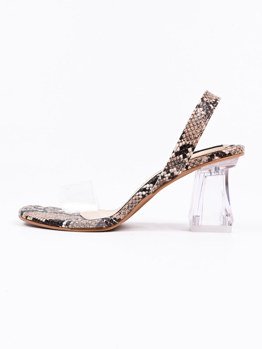 Brown Transparent High Heel Sandal For Women's (6789397315724)