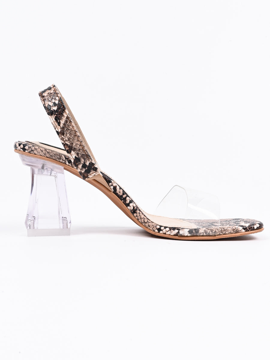 Brown Transparent High Heel Sandal For Women's (6789397315724)