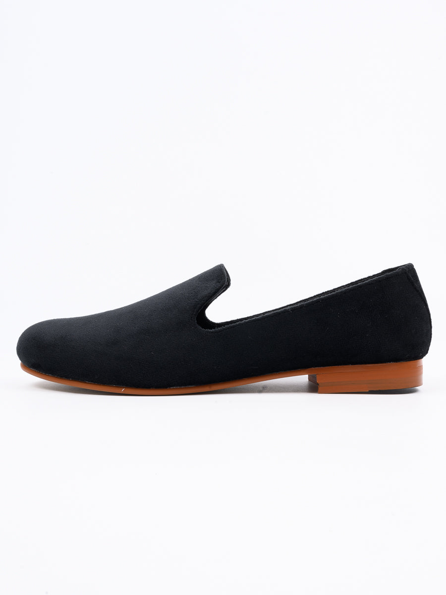 Black Velvet Semi Formal Moccasin Shoes For Men's (6788936630412)