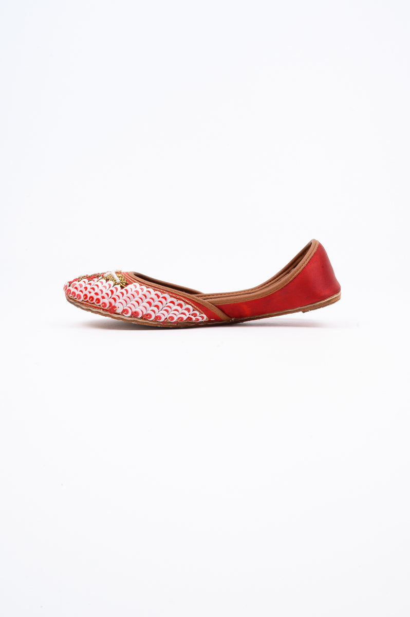 Red Fancy Leather Khussa For Women's (6746403209356)