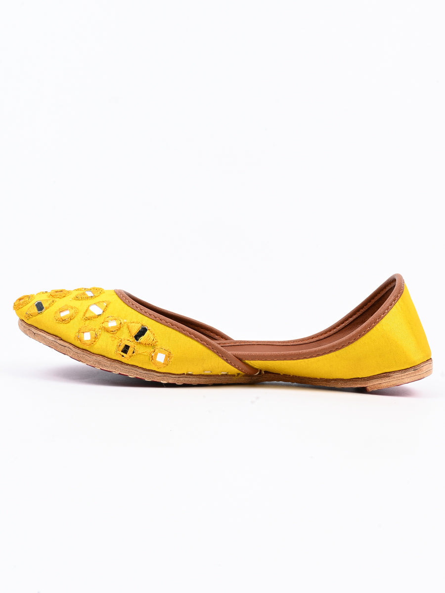 Yellow Fancy Leather Khussa For Women's (6850541256844)
