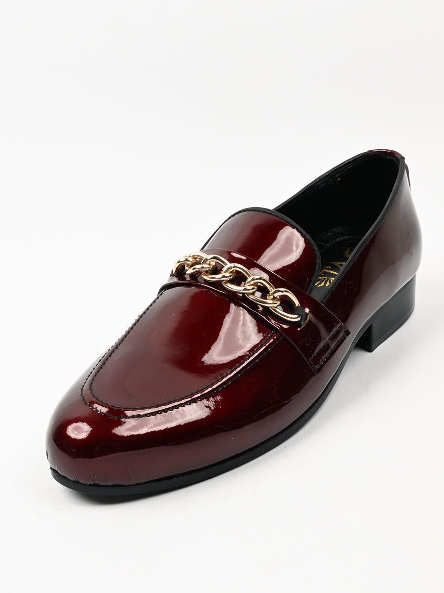 Formal All Leather Maroon Patent Shoes For Men’s (6746403405964)