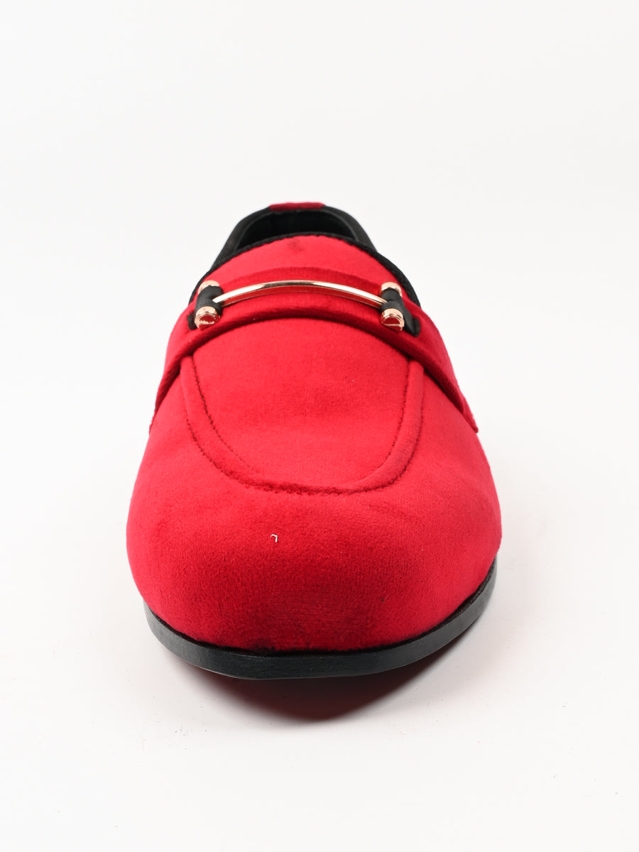 Red Semi Formal Buckle Moccasin For Men's (6746400391308)