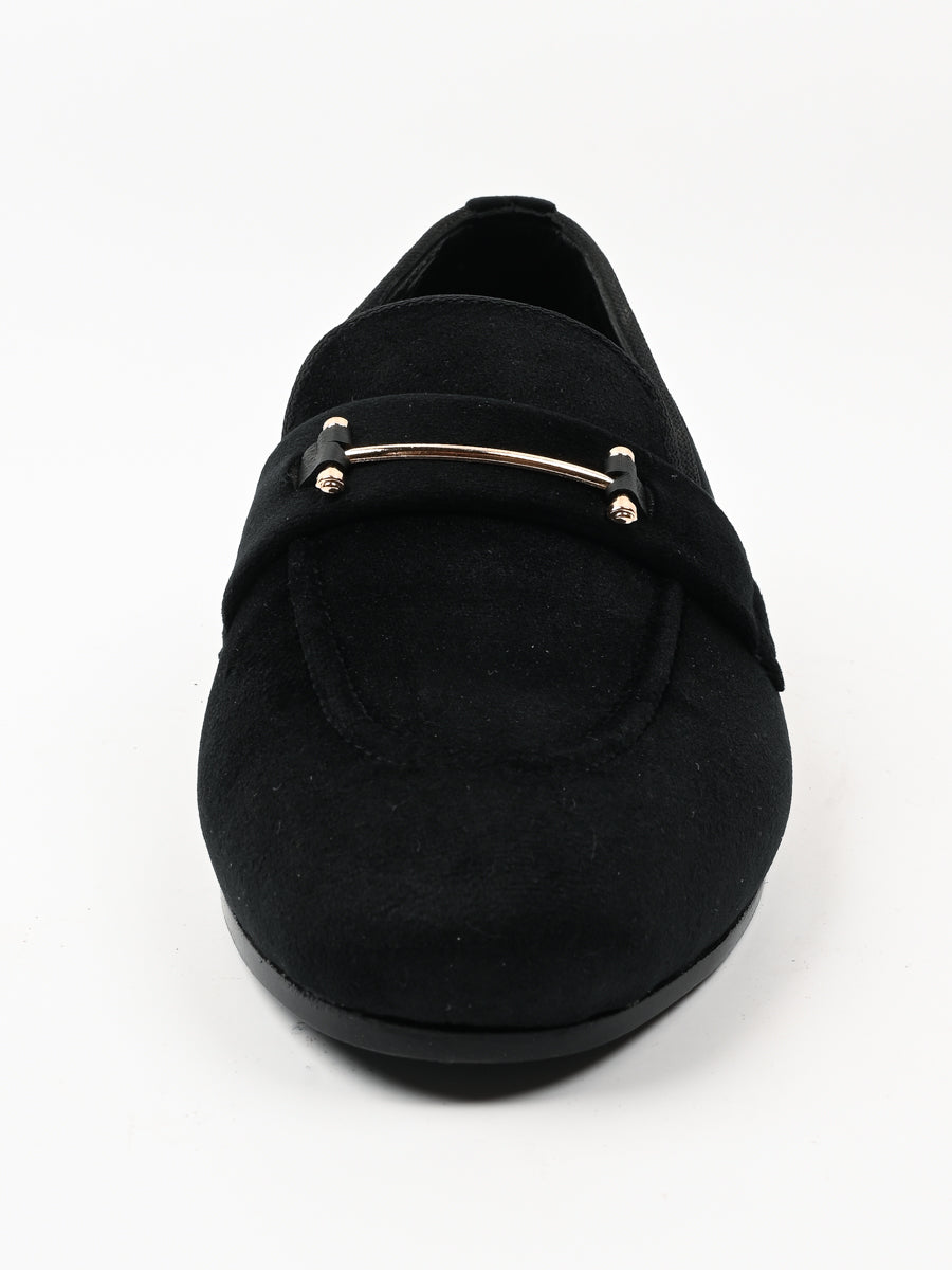 Black Semi Formal Velvet Moccasin Shoes For Men's (6798046724236)