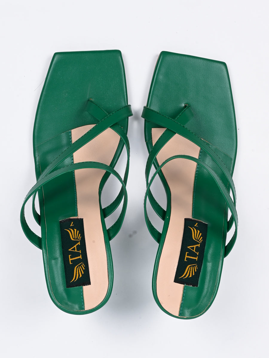 Green Block Heel Casual Slipper For Women's (6789706383500)