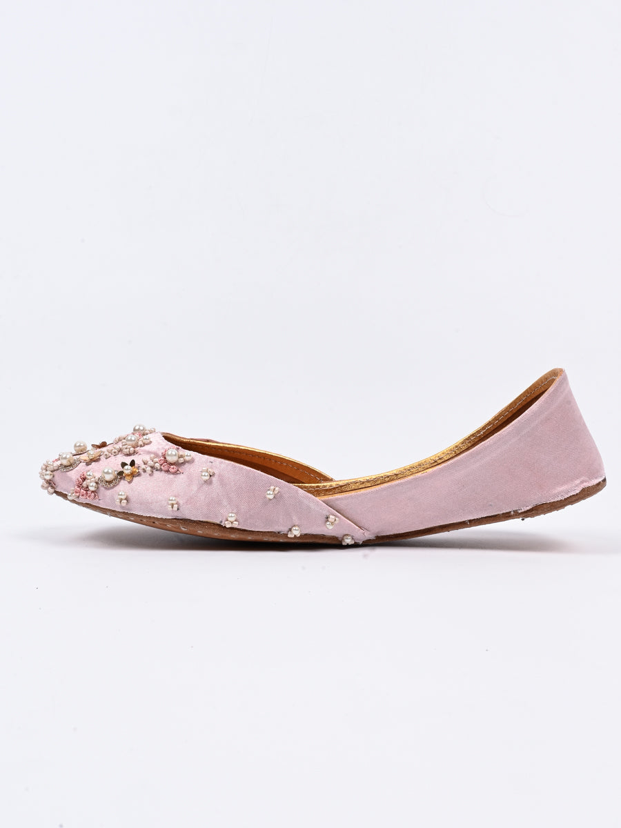 Pink Casual Leather Khussa For Women's (6811770945676)
