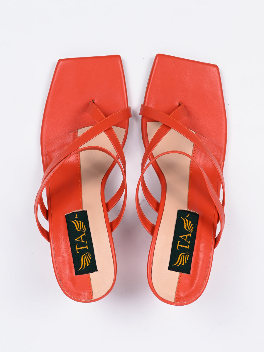 Orange Block Heel Casual Slipper For Women's (6746404028556)
