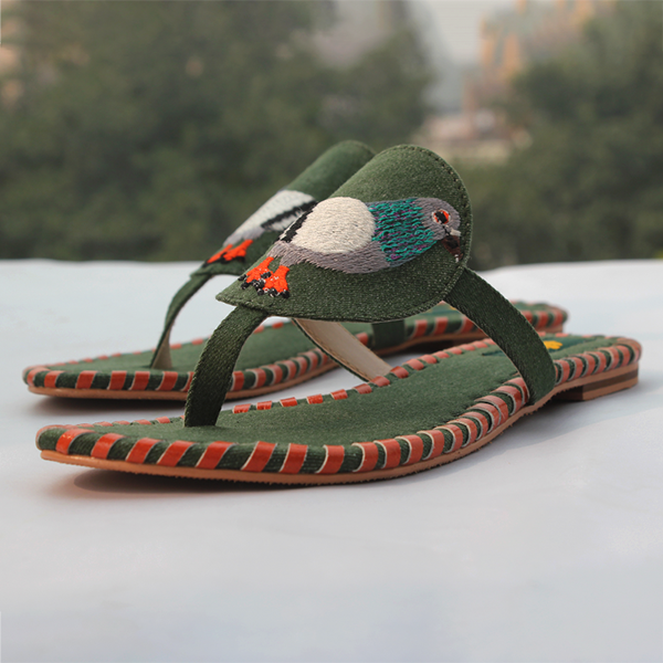 Green Casual Slippers for women