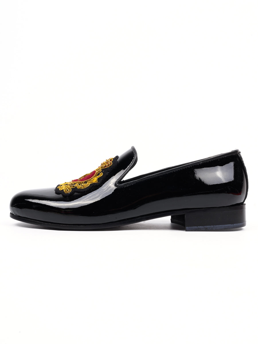 Badge Black Patent Leather Moccasin
