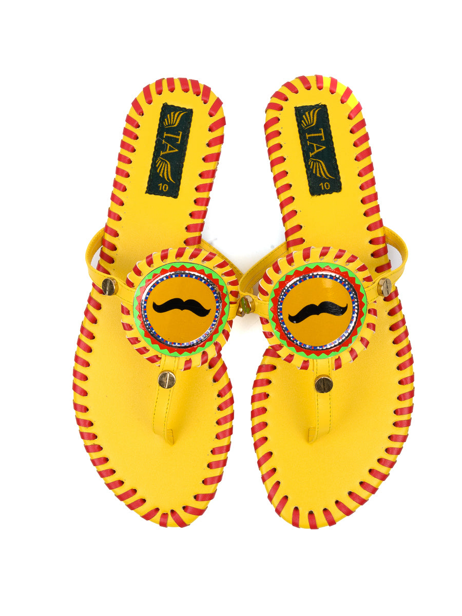 Casual Yellow Leather Chappal