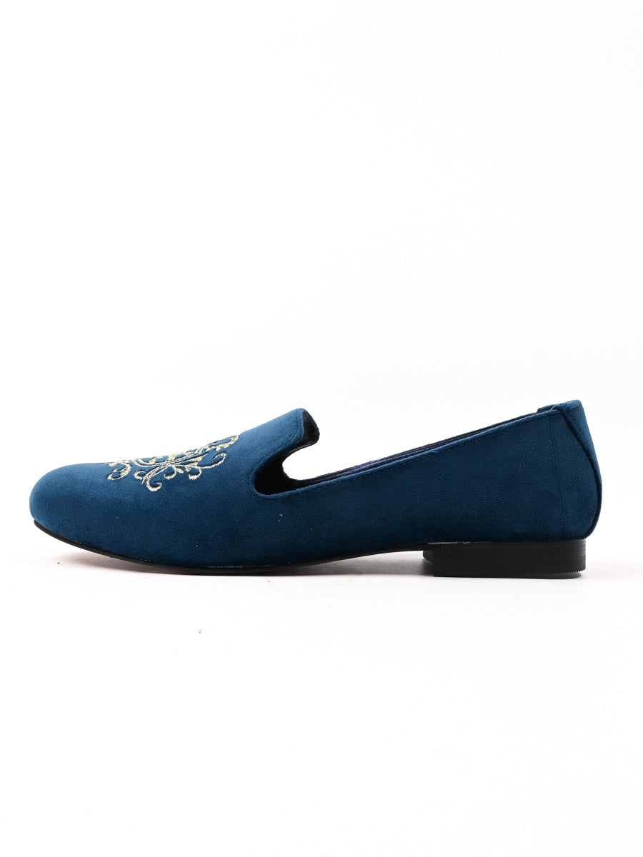 Velvet Embroidery Loafers