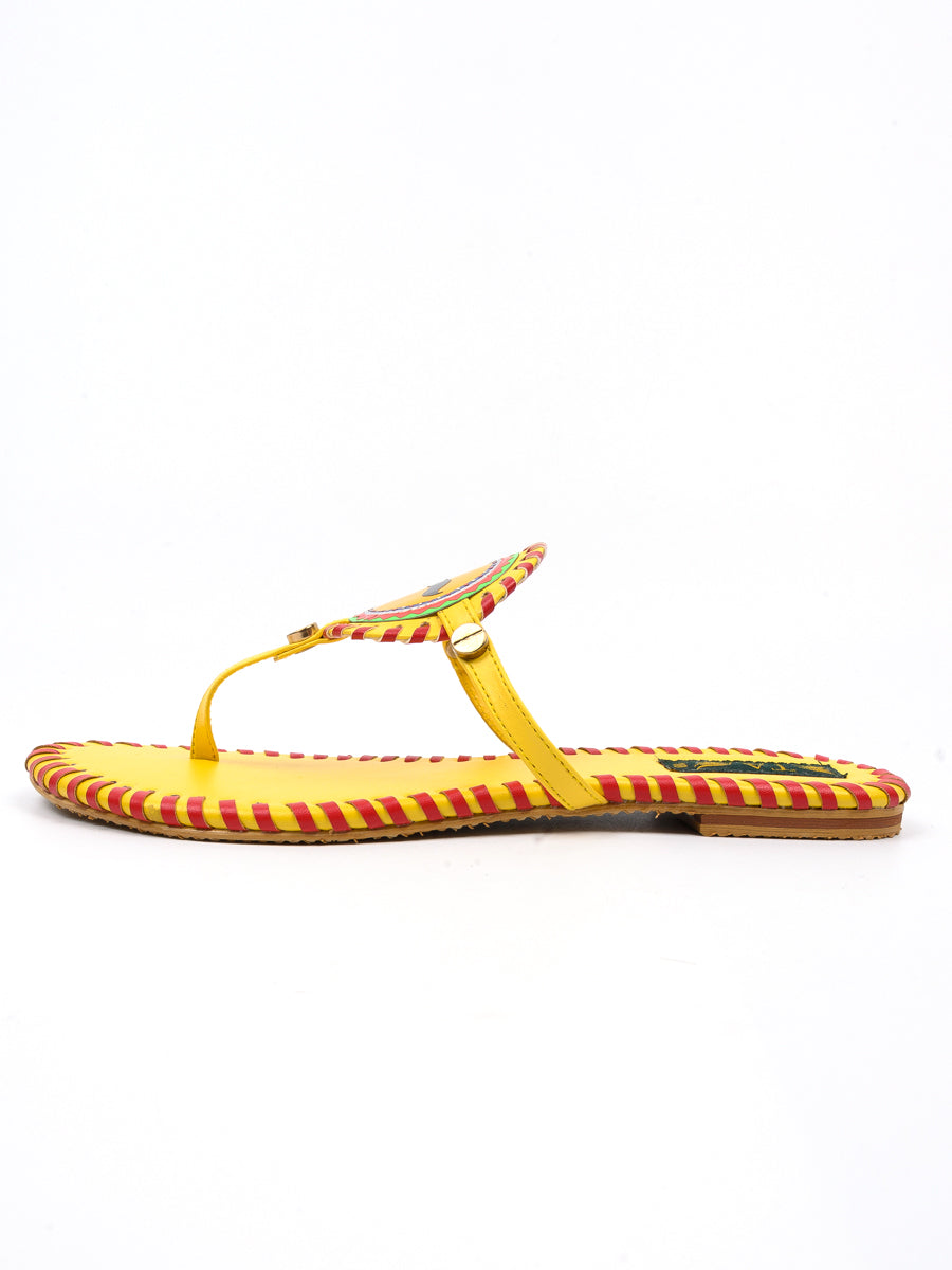 Casual Yellow Leather Chappal